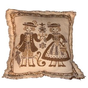 Adorable Vintage Nordic Farming Couple throw Pillow!